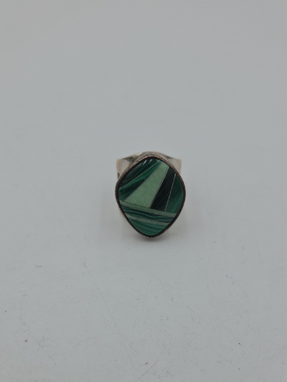 Sterling Silver Malachite Triangle Ring DTR Jay King